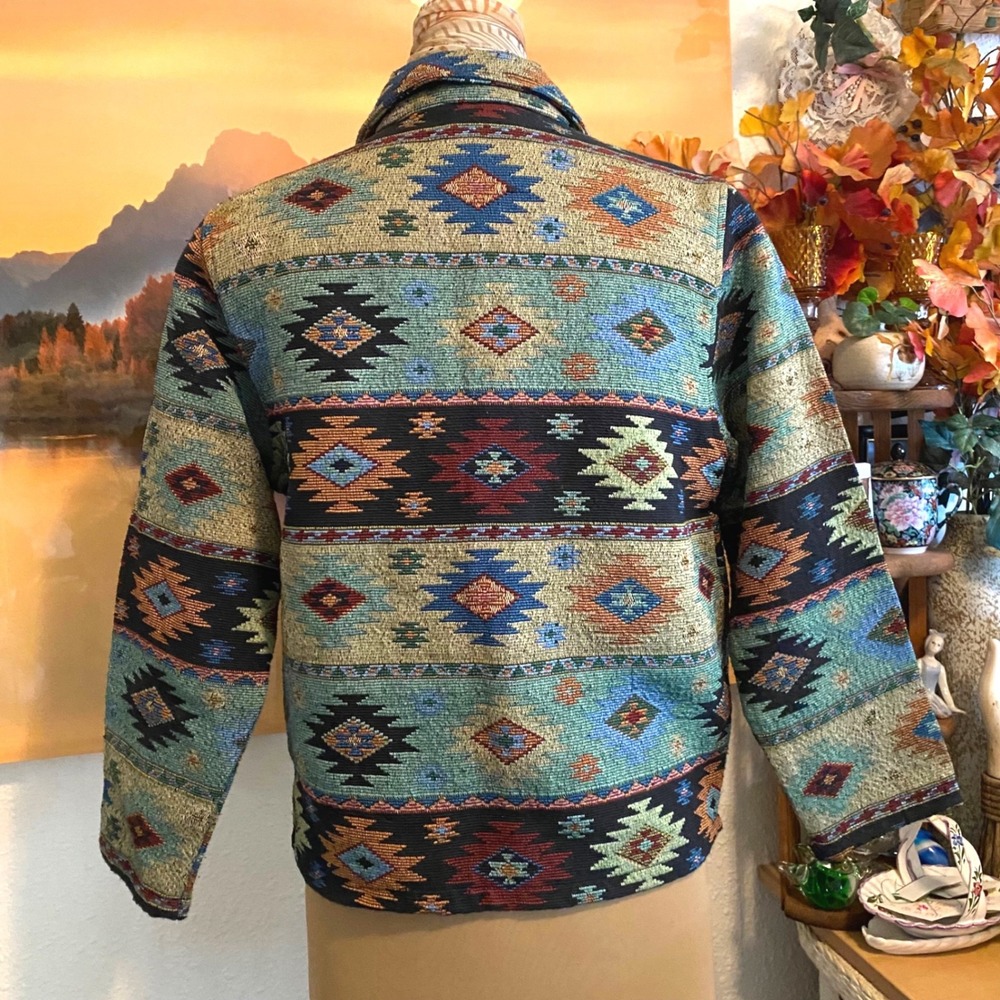 Jane Ashley Tapestry Jacket Southwestern Boho Western Women S Woven Multi Color - Picture 3 of 7